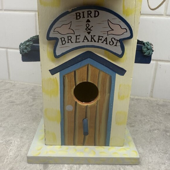 Bird and Breakfast Hand painted Wood birdhouse. 11 in x 5 in x 5 in. - Picture 2 of 8